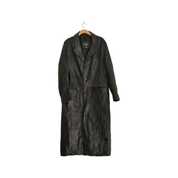 Vera Pelle Vintage Long Black Leather Coat – Men's - Picture 2 of 8